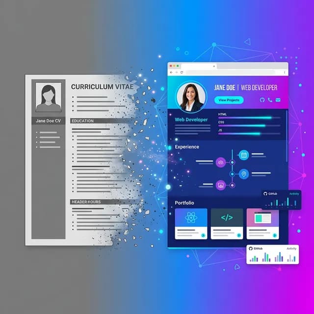 The PDF CV Is Dead, Traditional document dissolving into modern web CV