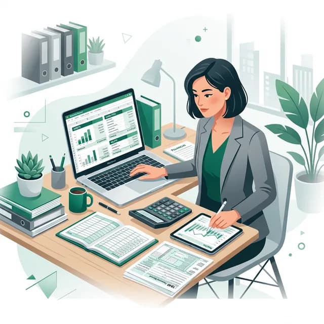 Accountant CV Example — Accountant with calculator and ledgers