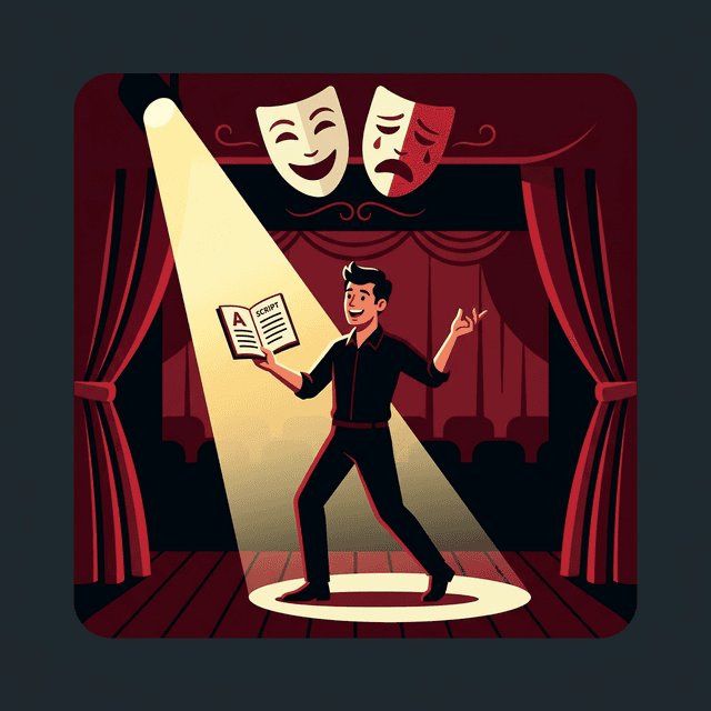 Actor CV Example — Actor on stage with theatre masks