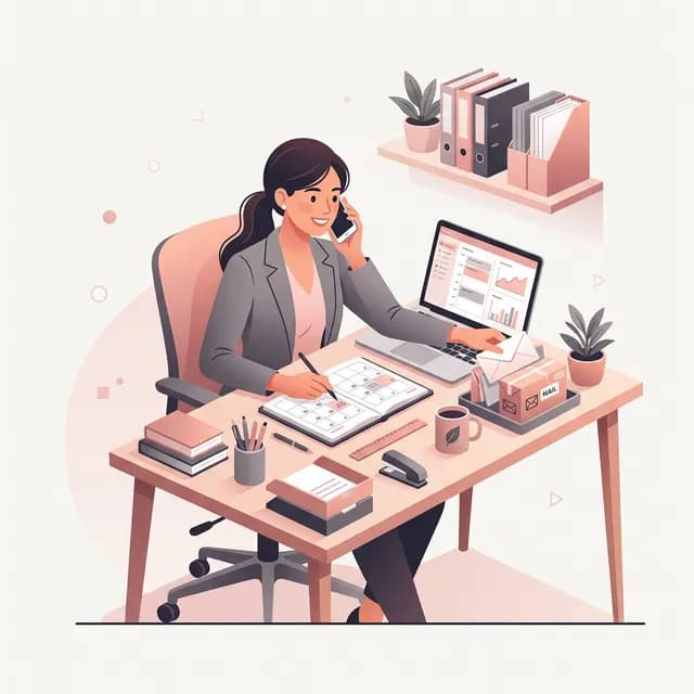 Administrative Assistant CV Example — Assistant multitasking with phone