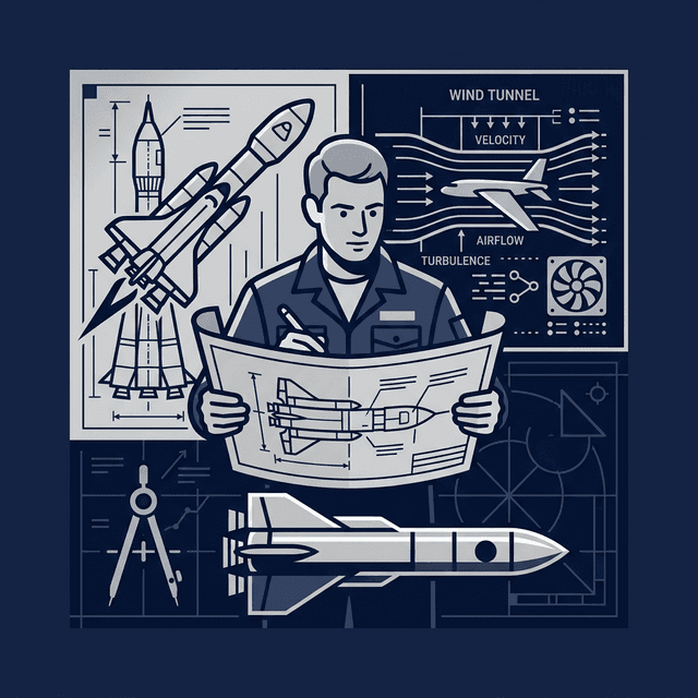 Aerospace Engineer CV Example — Engineer with rocket blueprints
