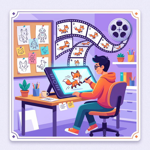 Animator CV Example — Animator with drawing tablet and frames