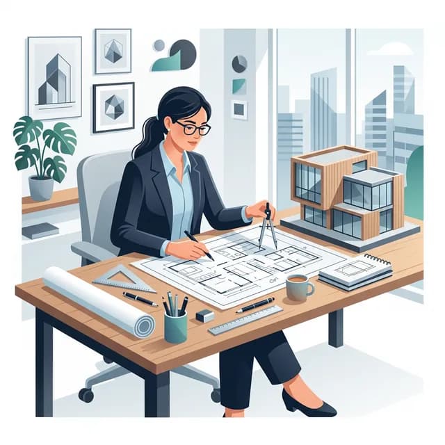 Architect CV Example — Architect with building blueprints