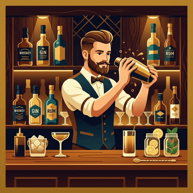 Bartender CV Example — Bartender shaking cocktails at bar