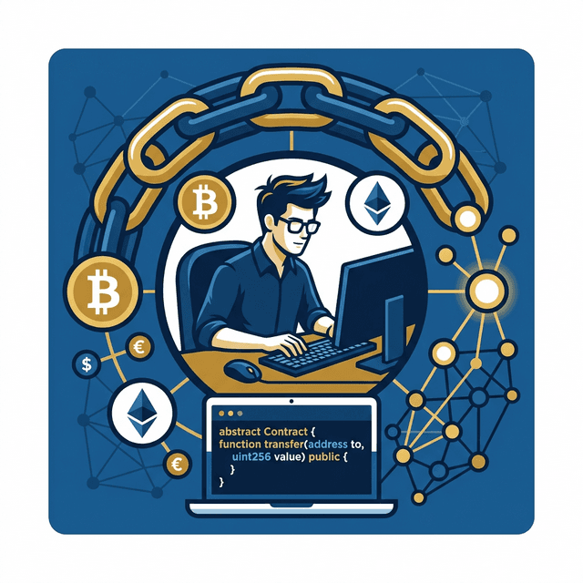 Blockchain Developer CV Example — Developer with chain links and code