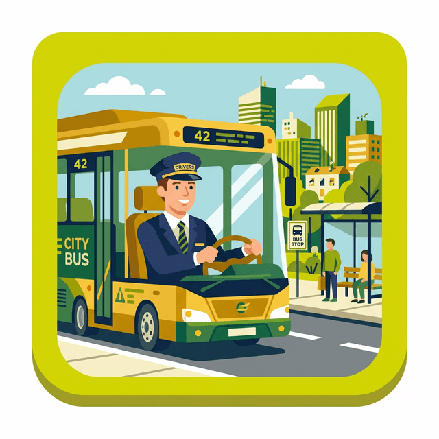 Bus Driver CV Example — Bus driver in uniform at steering wheel