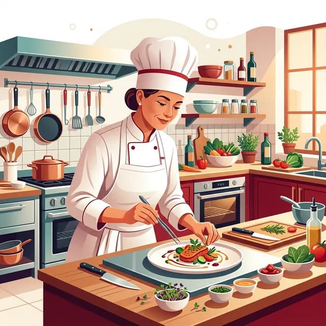 Chef CV Example — Head chef plating dish in kitchen