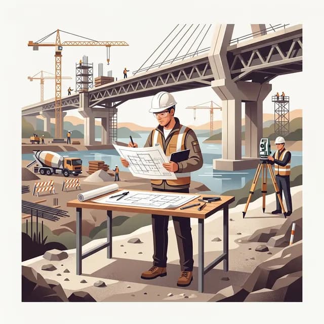 Civil Engineer CV Example — Engineer with bridge blueprints