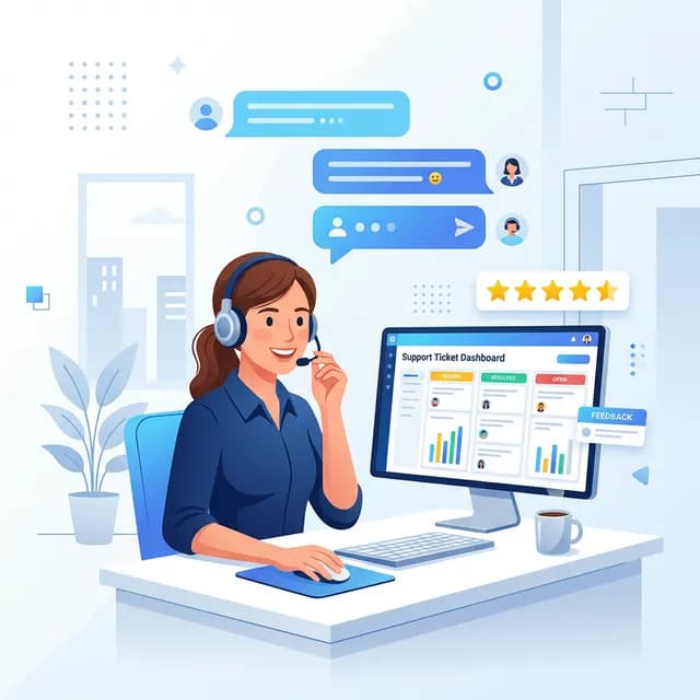 Customer Service CV Example — Support agent with chat bubbles