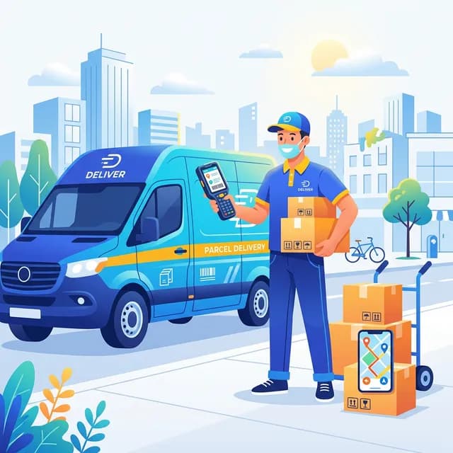 Delivery Driver CV Example — Driver with delivery van and packages