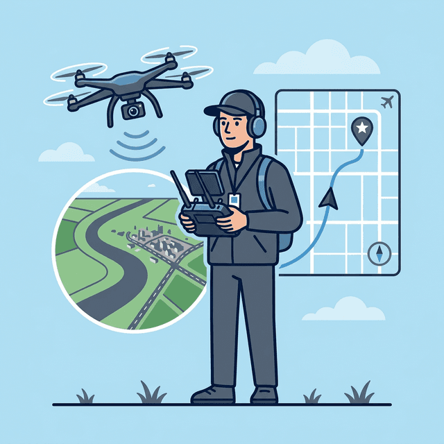 Drone Operator CV Example — Pilot with drone and aerial camera