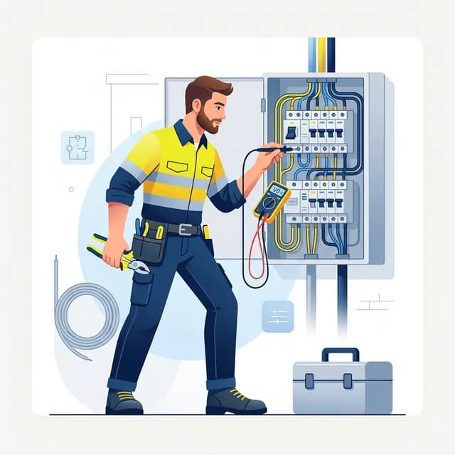 Electrician CV Example — Electrician with circuit panel and tools