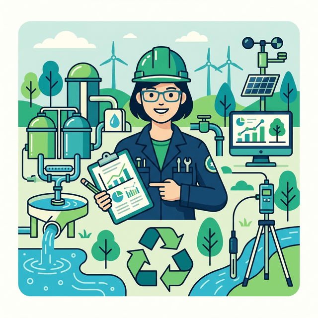 Environmental Engineer CV Example — Engineer with recycling symbols