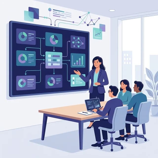 SAP ERP Consultant CV Example, consultant presenting an ERP dashboard to a team