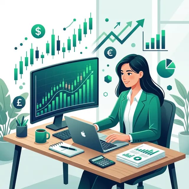 Financial Analyst CV Example — Finance professional with stock charts and reports