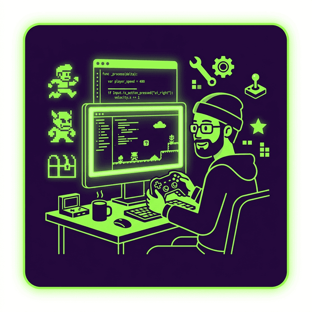 Game Developer CV Example — Developer with game controller and code