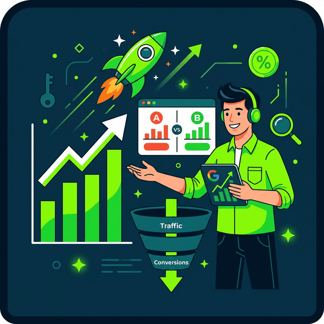 Growth Hacker CV Example — Marketer with growth charts and funnel diagrams