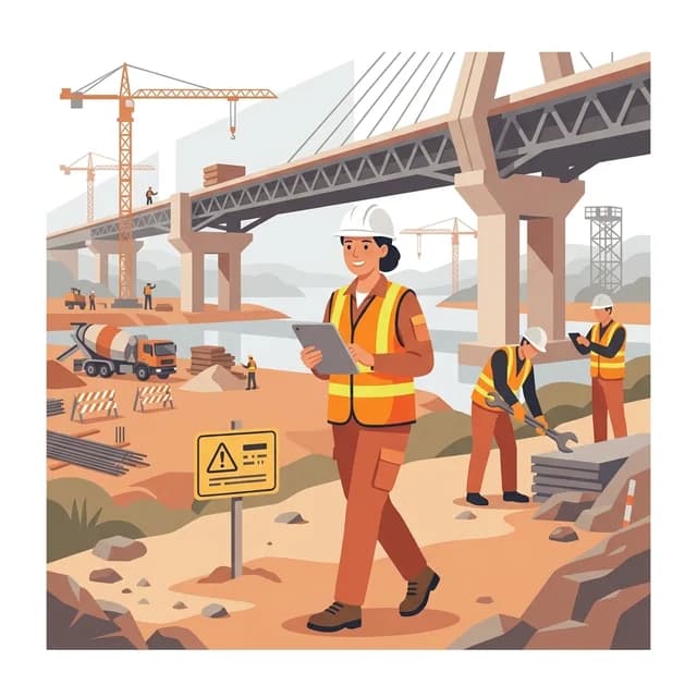 HSE Officer CV Example, safety officer inspecting a construction site with PPE