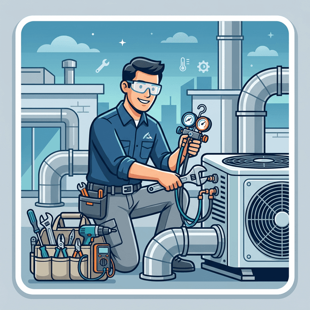 HVAC Technician CV Example — Technician with air conditioning unit