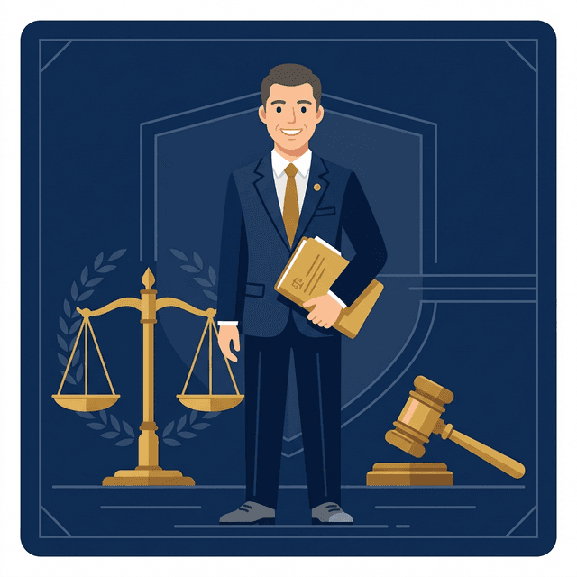 Lawyer CV Example — Lawyer with scales of justice and legal brief