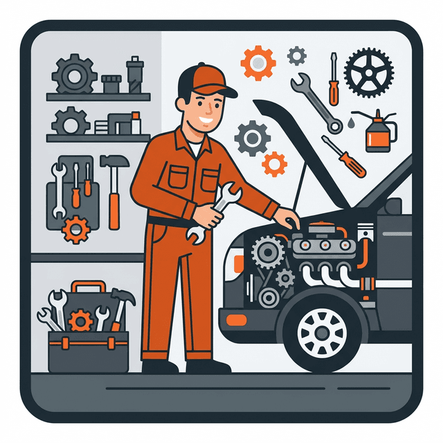 Mechanic CV Example — Mechanic with wrench and car engine