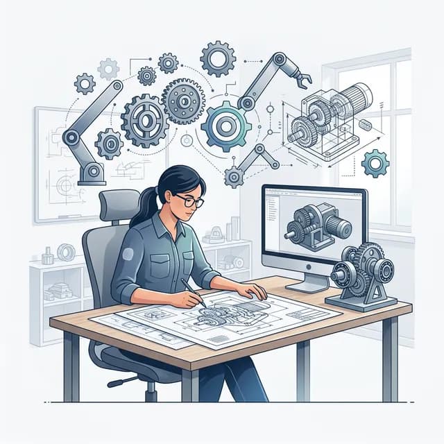 Mechanical Engineer CV Example — Engineer with blueprints and CAD drawings