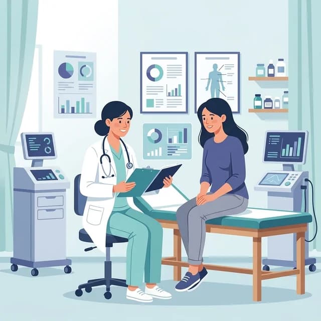 Nurse Practitioner CV Example, practitioner with a stethoscope consulting a patient