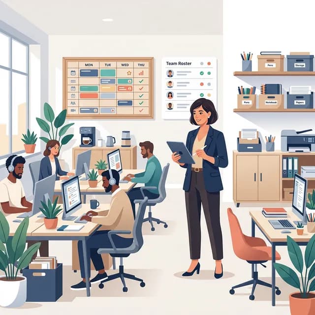 Office Manager CV Example — Manager overseeing open-plan office