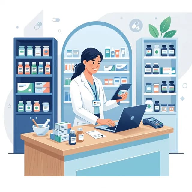 Pharmacist CV Example — Pharmacist with prescription bottles