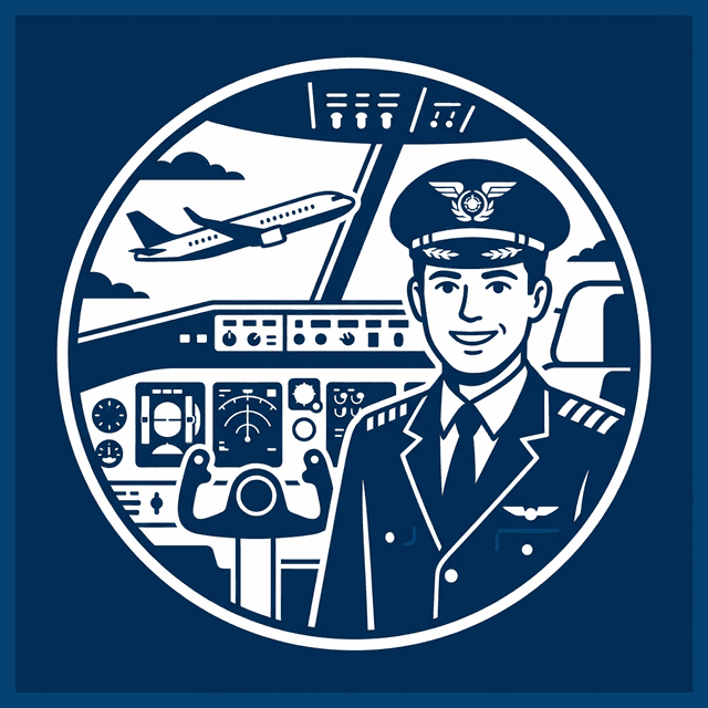Pilot CV Example — Commercial pilot in uniform with cockpit