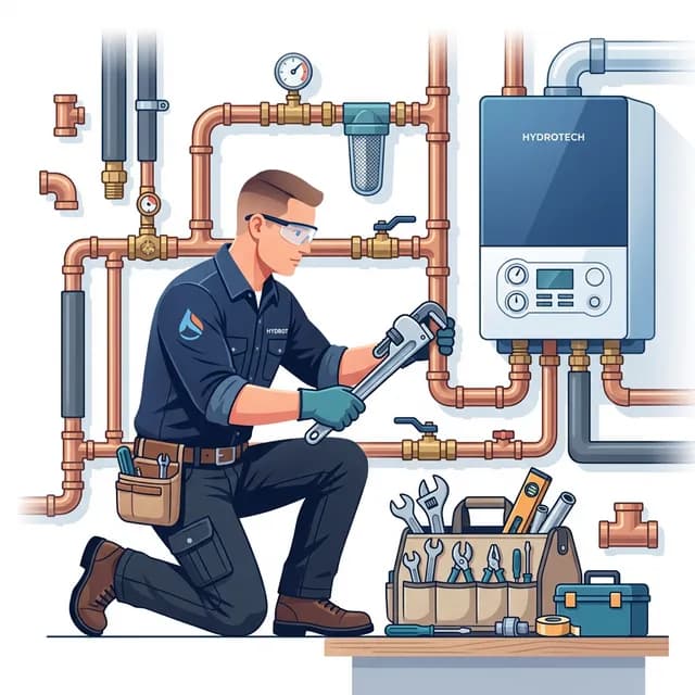 Plumber CV Example — Plumber fixing pipes with wrench