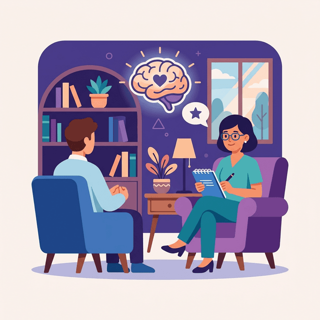 Psychologist CV Example — Psychologist in therapy setting with notepad