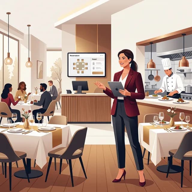 Restaurant Manager CV Example — Manager overseeing dining room