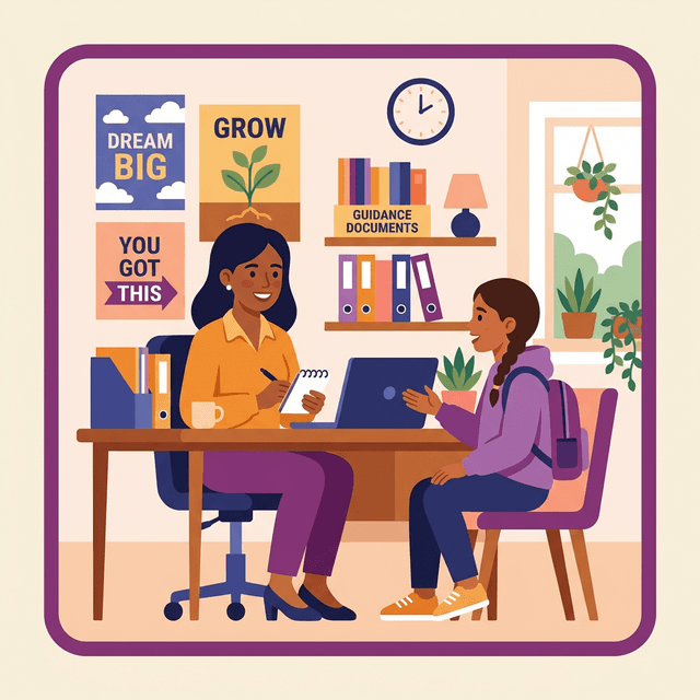 School Counselor CV Example — Counselor with student in office