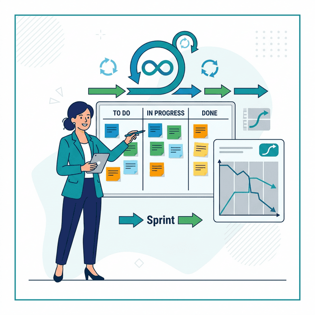 Scrum Master CV Example — Agile professional at kanban board