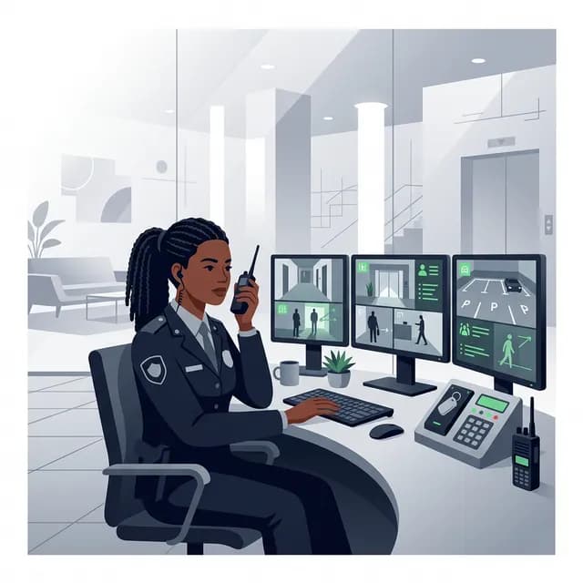 Security Guard CV Example — Guard with CCTV monitors