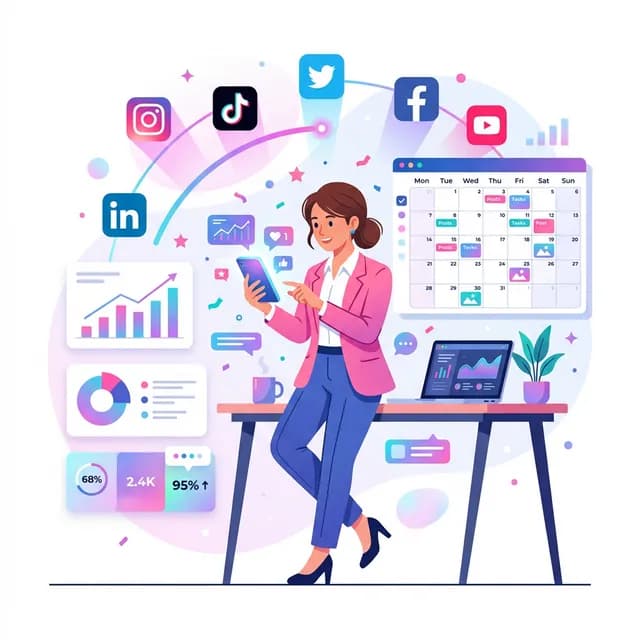 Social Media Manager CV Example — Manager with social platform icons