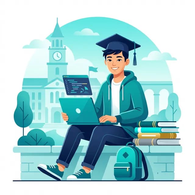 Student CV Example — University student with laptop and graduation cap