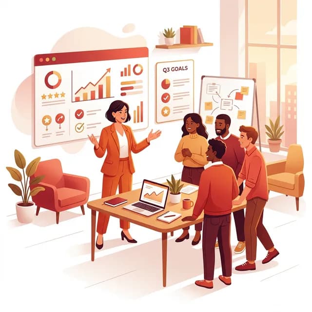 Team Leader CV Example — Leader motivating team huddle