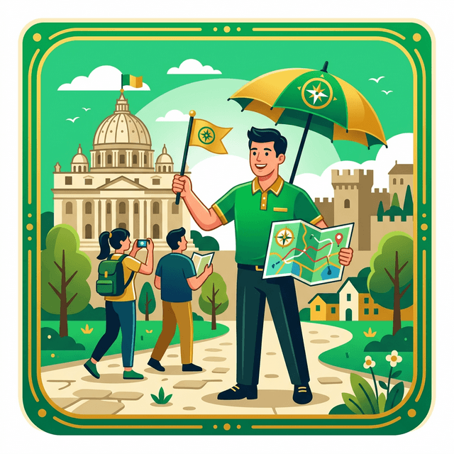 Tour Guide CV Example — Guide with flag and landmarks