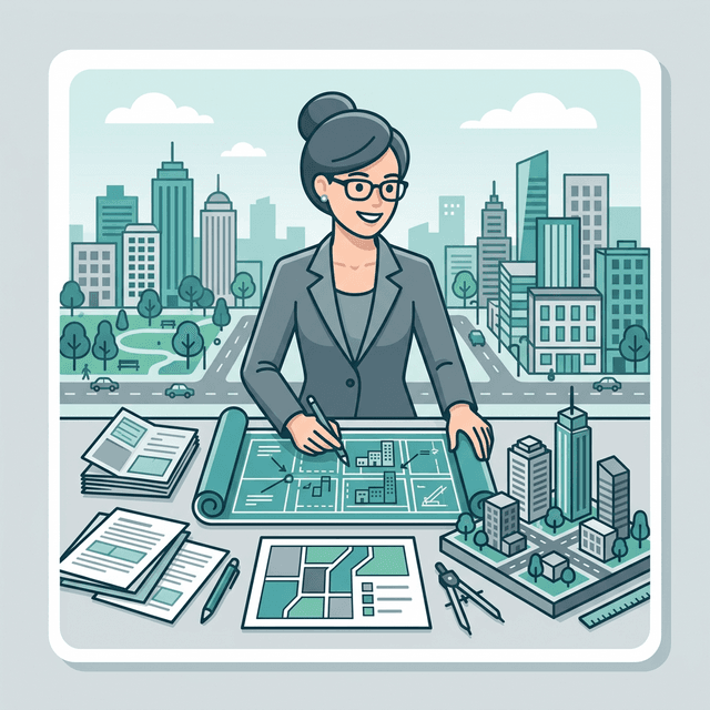 Town Planner CV Example — Urban planner with city blueprints and zoning maps