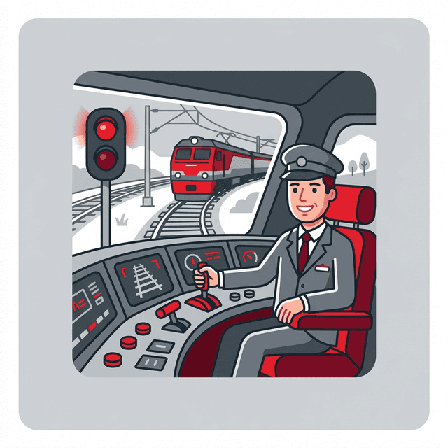 Train Driver CV Example — Driver in cab with railway tracks
