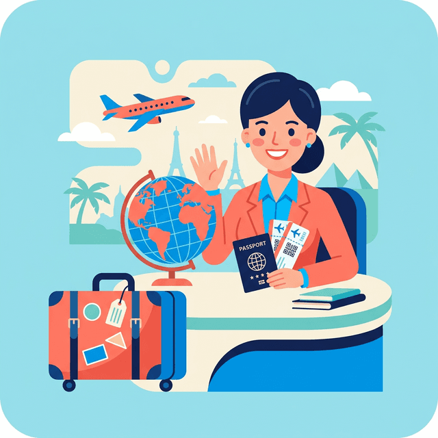 Travel Agent CV Example — Agent with globe and airplane tickets
