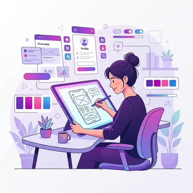UX Designer CV Example — Designer creating wireframes and UI components