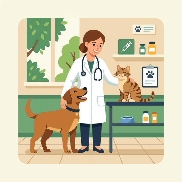 Veterinarian CV Example — Vet with dog and cat in clinic