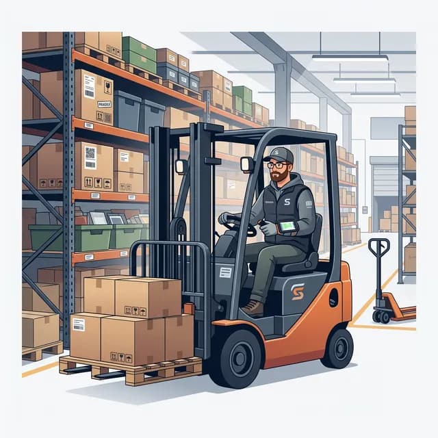 Warehouse Operative CV Example — Worker operating forklift