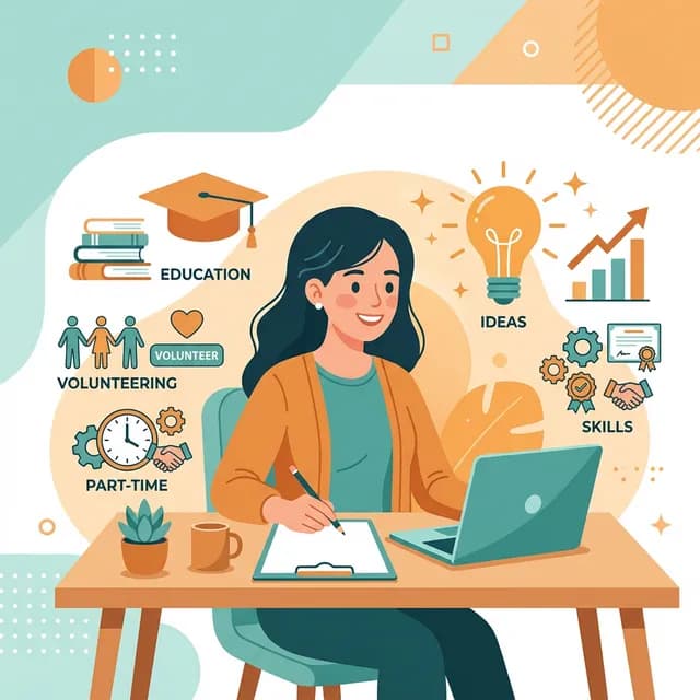 CV With No Experience — Young professional with volunteer and education icons