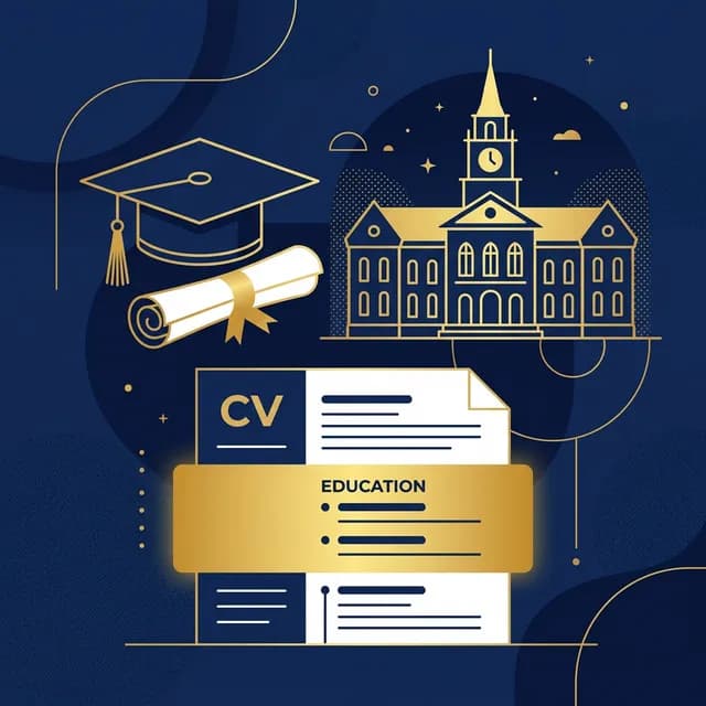Education Section Guide — Graduation cap and diploma with CV section