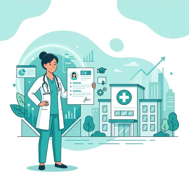 Healthcare CV Guide — Medical professional with stethoscope and CV