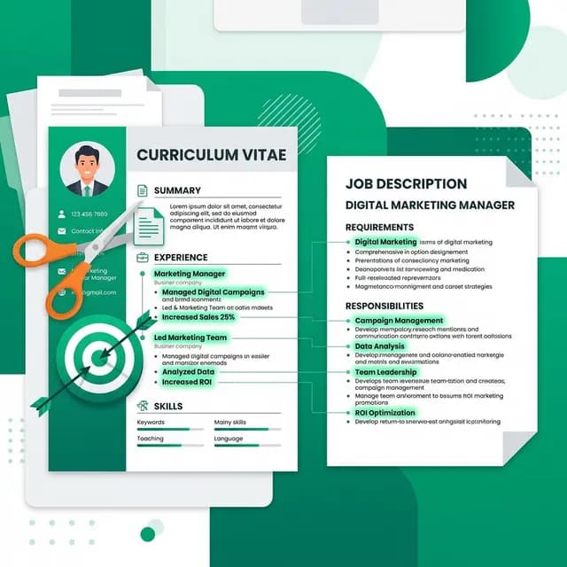 How to Tailor Your CV — CV being customised with target and job description